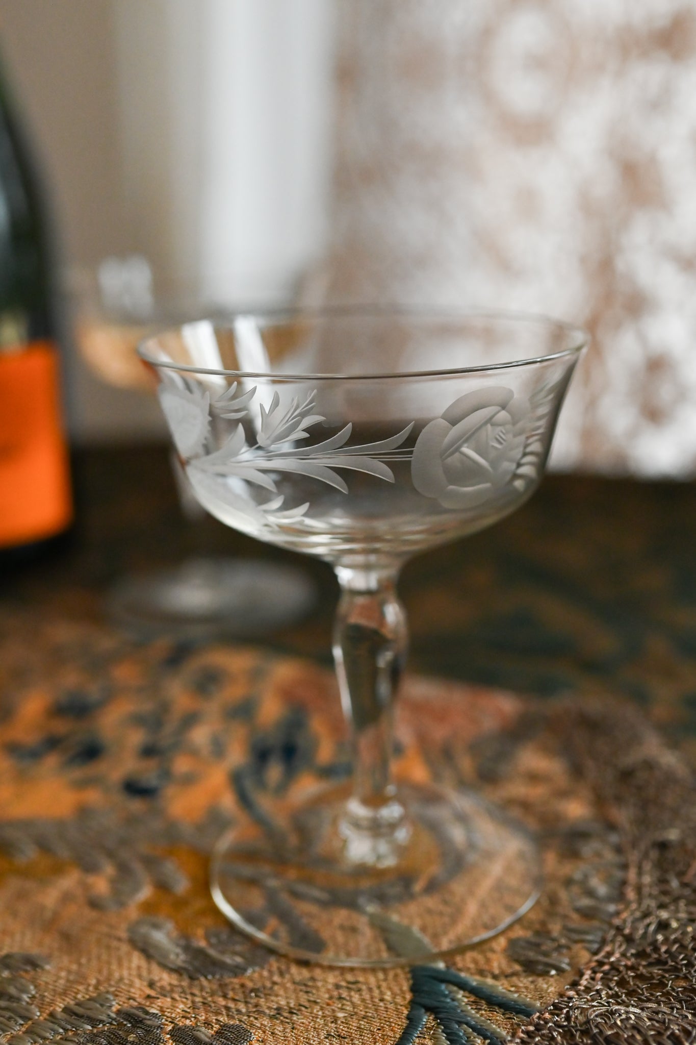 1920s Handblown Art Deco Rose Champagne Coupes 2 Piece Set  Demetra Vintage