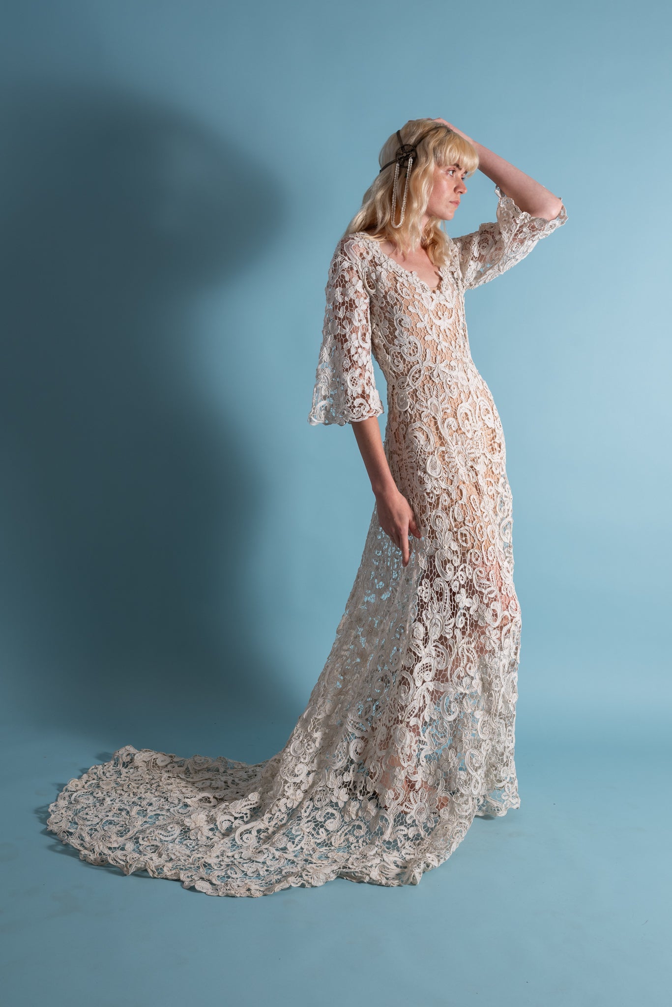 no show dress socks Vintage Lace Open Back A-line Beach Wedding Dresses, CW0180 – clover sew main image 0