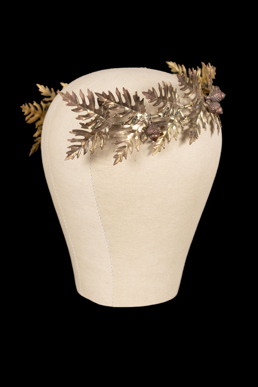 c1900 French Brass Oak Leaf Acorn Crown