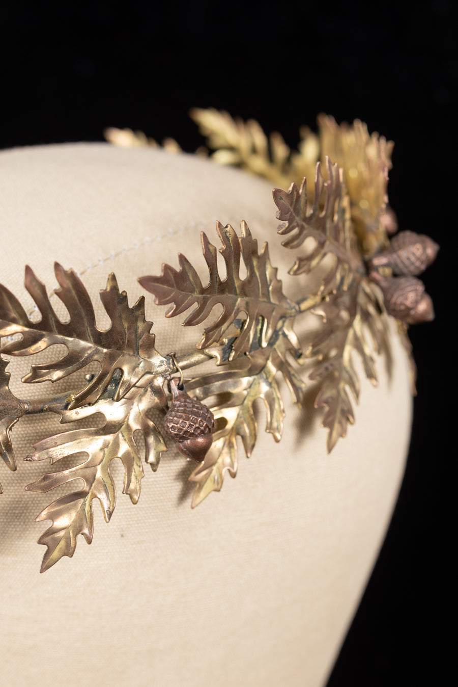c1900 French Brass Oak Leaf Acorn Crown