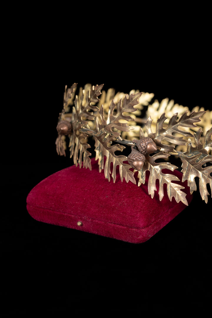 c1900 French Brass Oak Leaf Acorn Crown