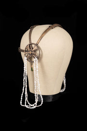 1920s Egyptian Revival Enamel + Pearl Headpiece