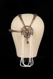 1920s Egyptian Revival Enamel + Pearl Headpiece