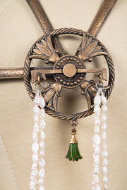 1920s Egyptian Revival Enamel + Pearl Headpiece