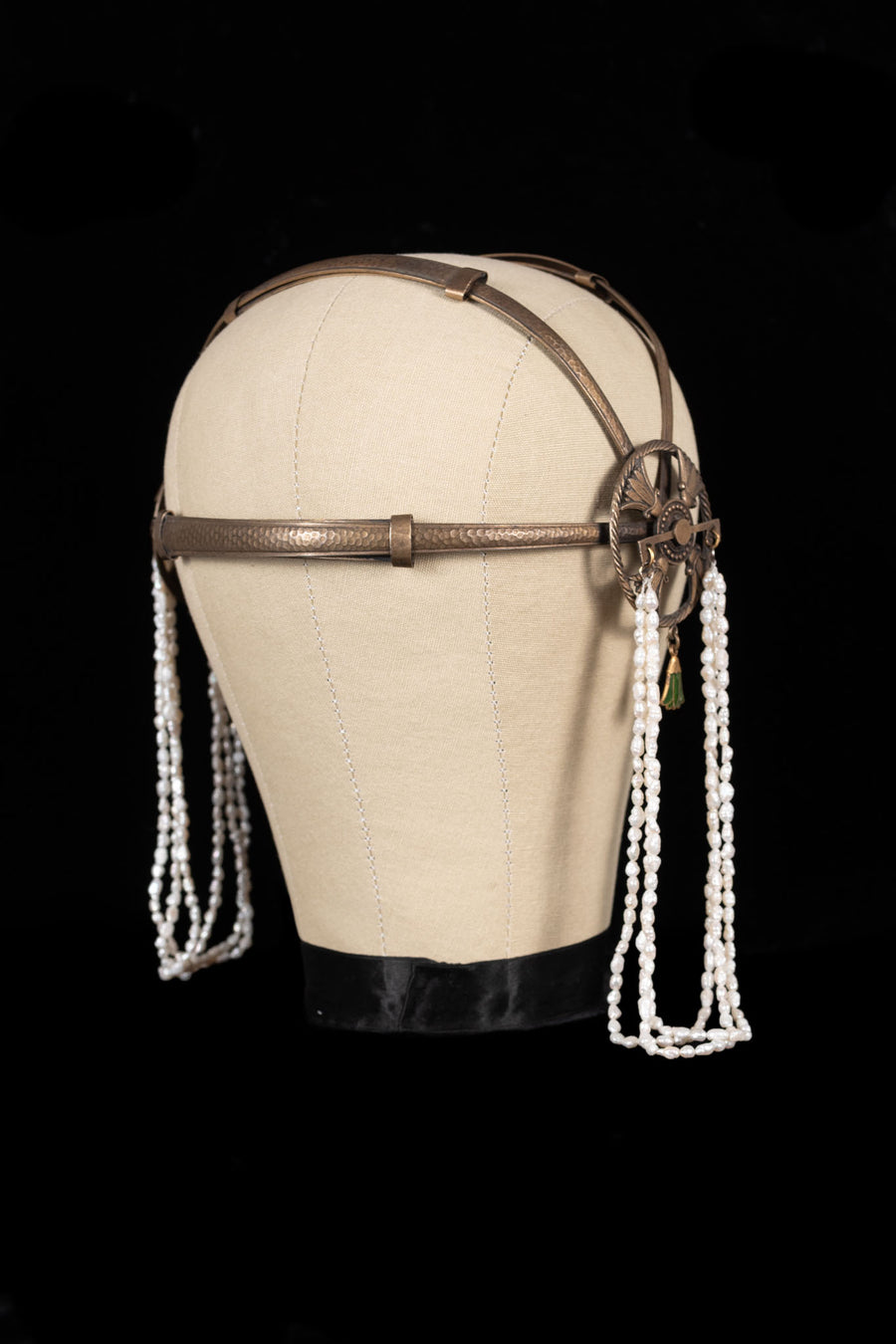 1920s Egyptian Revival Enamel + Pearl Headpiece