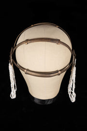 1920s Egyptian Revival Enamel + Pearl Headpiece