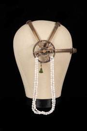 1920s Egyptian Revival Enamel + Pearl Headpiece