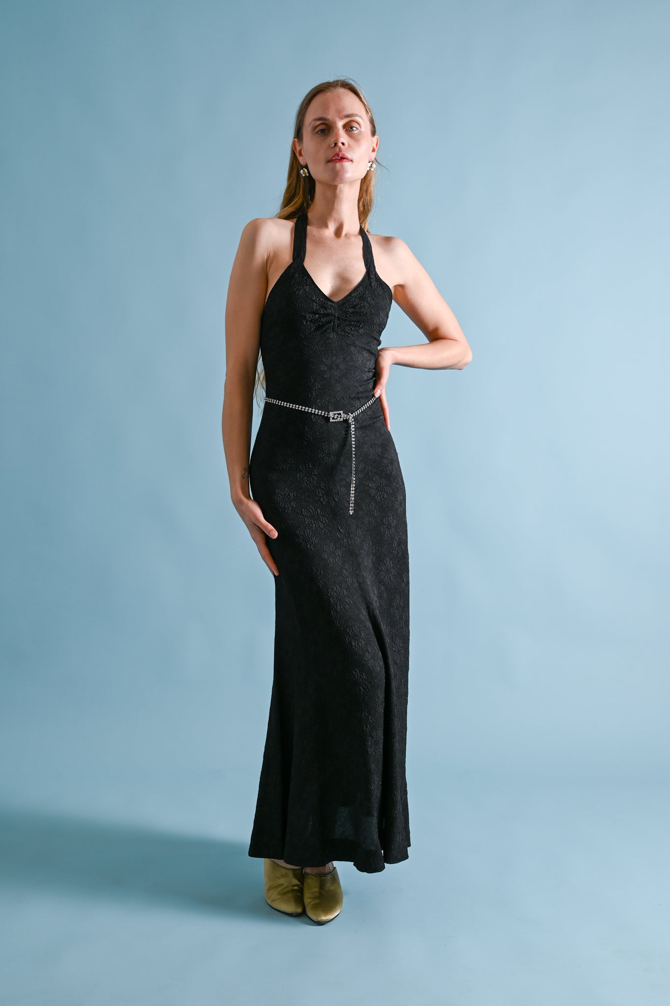 how long is a midi dress NW Open Back Midi Dress Naked Wardrobe