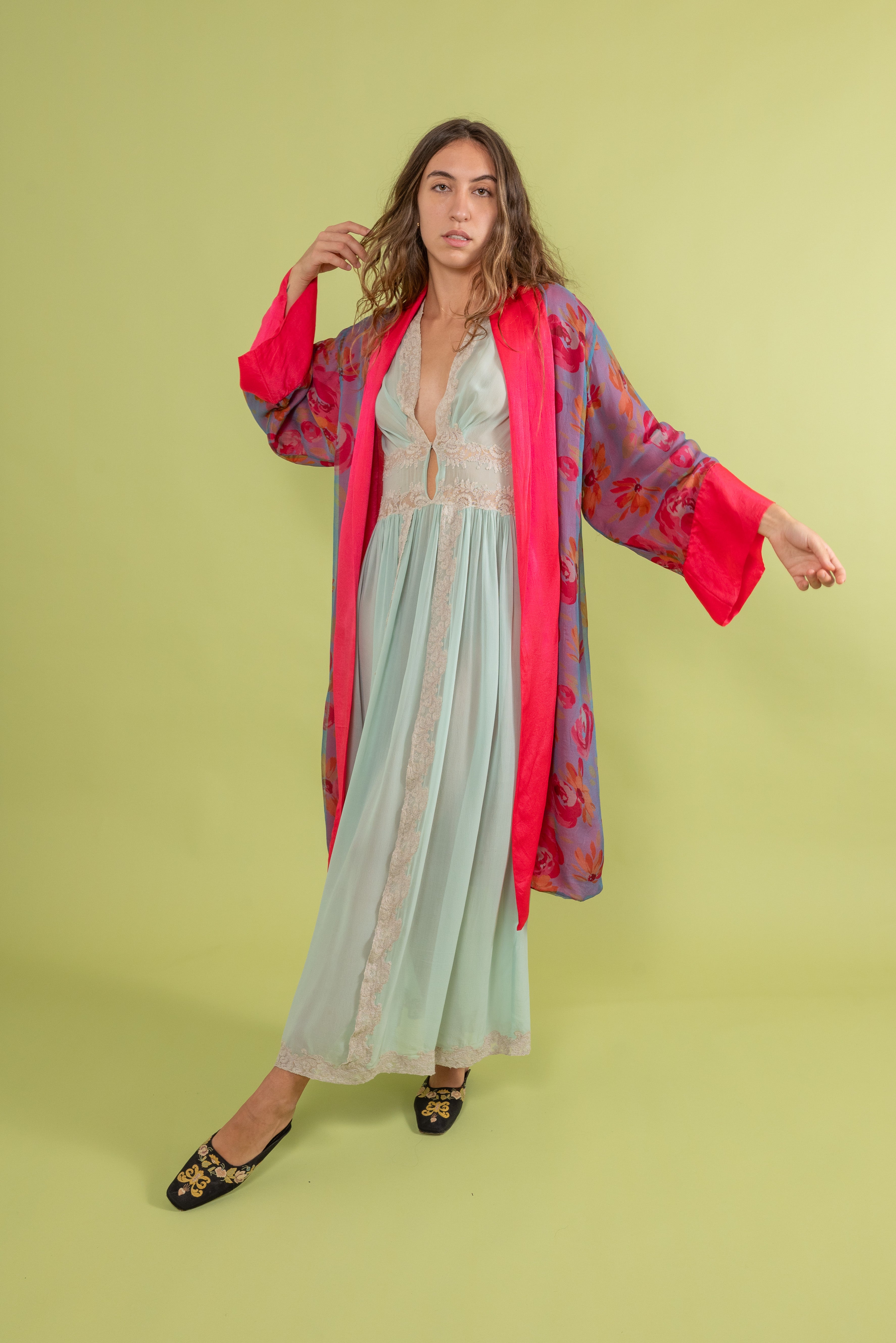 Maxi silk robe fashion