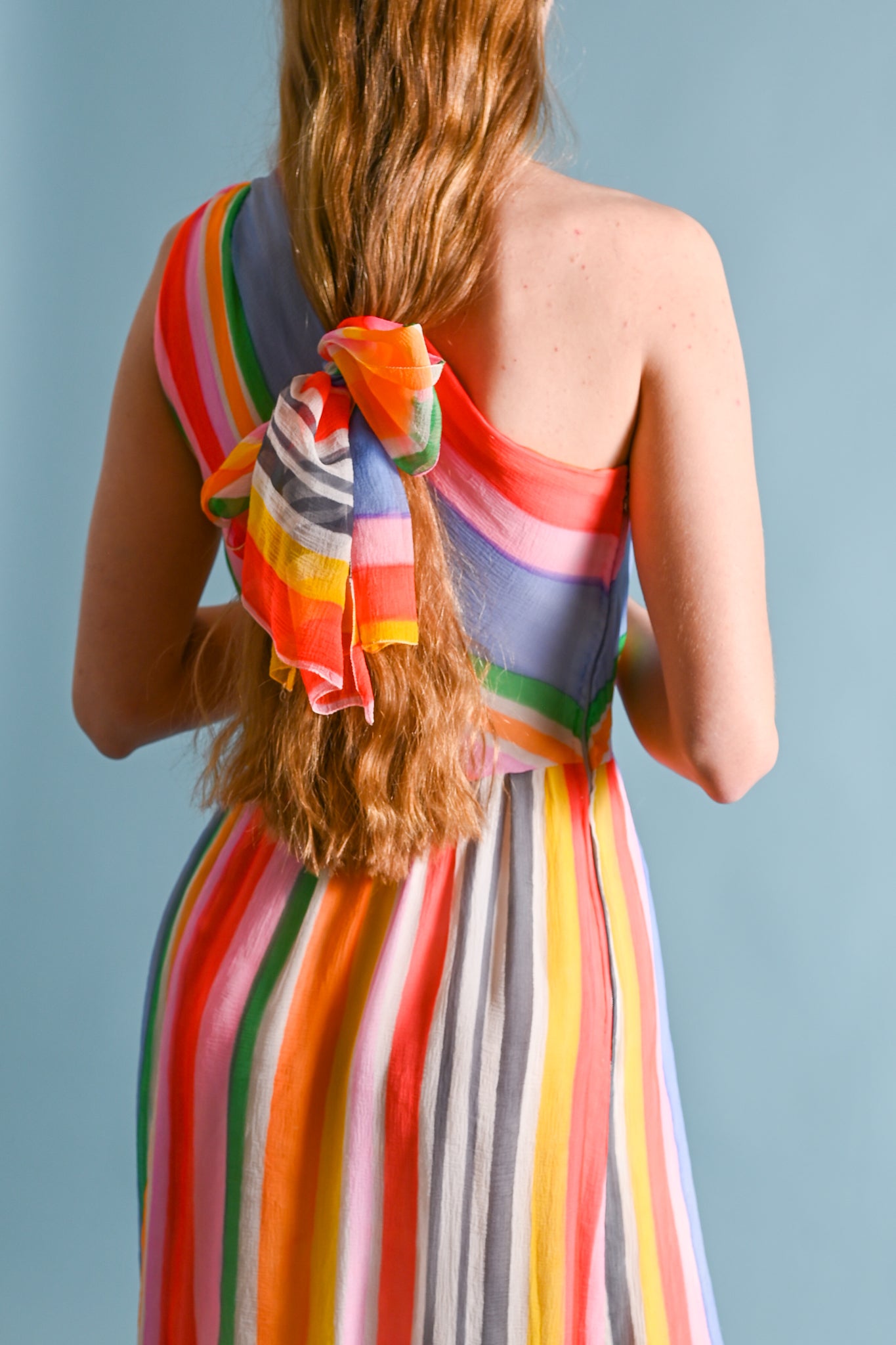 1970s Jean-Louis Scherrer Handpainted Silk Chiffon Dress + Scarf [xs/sm]