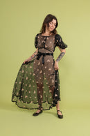 1930s Butterfly Embroidered Mesh Gown [xs/sm]