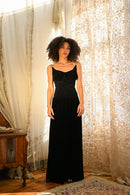 1940s Bodycon Silk Velvet Diamanté Gown [xs/sm/med]