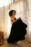 1940s Bodycon Silk Velvet Diamanté Gown [xs/sm/med]