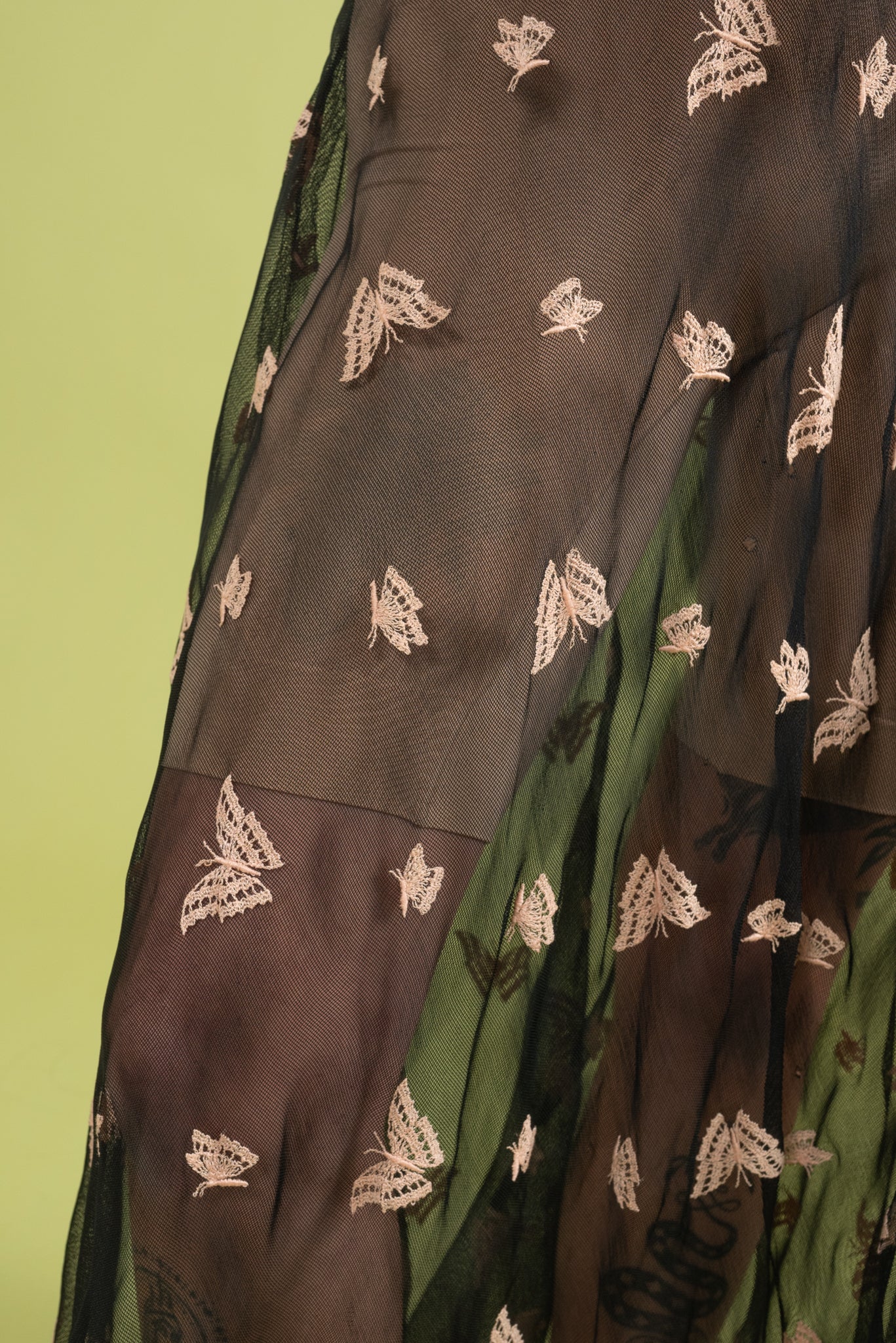 1930s Butterfly Embroidered Mesh Gown [xs/sm]