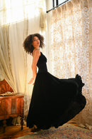 1940s Bodycon Silk Velvet Diamanté Gown [xs/sm/med]