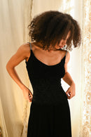 1940s Bodycon Silk Velvet Diamanté Gown [xs/sm/med]