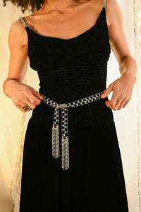 Midcentury Rhinestone Fringe Tassel Belt