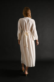 1930s Silk Jacquard Hand Embroidered Wrap Dress [xs/sm/med]