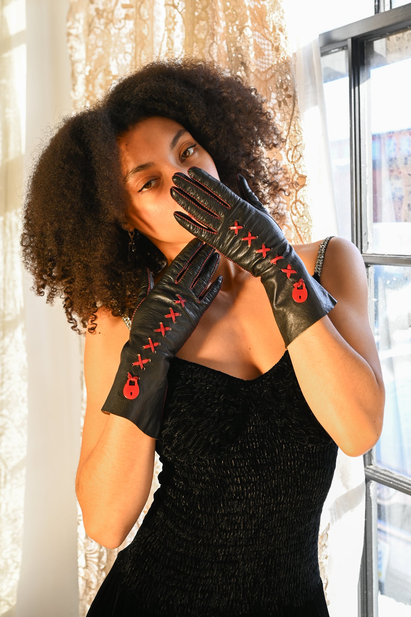 1940s Novelty Lock Leather Gloves