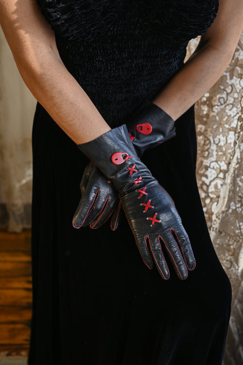 1940s Novelty Lock Leather Gloves