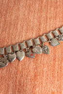 Victorian Sterling Puffy Heart Charm Necklace