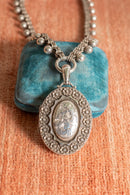 Victorian Sterling Engraved Locket Necklace