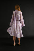 1975 Halston Couture Lavender Floral Silk Chiffon Dress + Scarf [xs/sm]