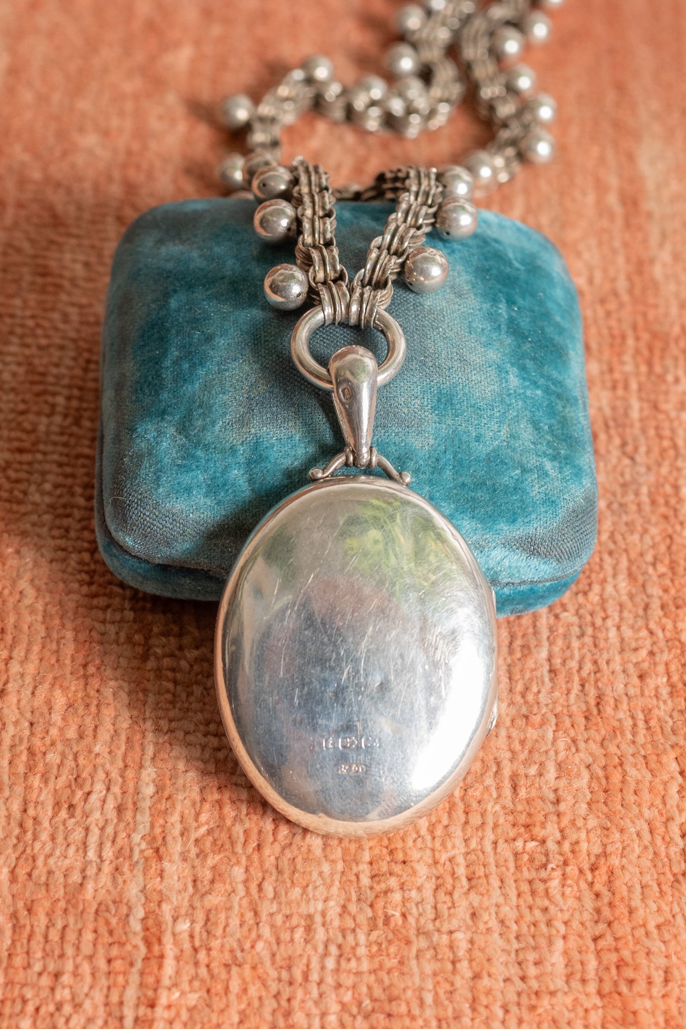 Victorian Sterling Engraved Locket Necklace