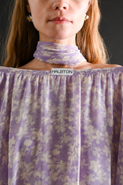 1975 Halston Couture Lavender Floral Silk Chiffon Dress + Scarf [xs/sm]