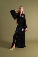 1930s Silk Velvet Balloon Sleeve Beaded Gown [xs/sm/med]