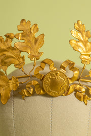 c1900 French Brass Oak Leaf Crown