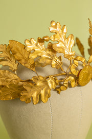 c1900 French Brass Oak Leaf Crown