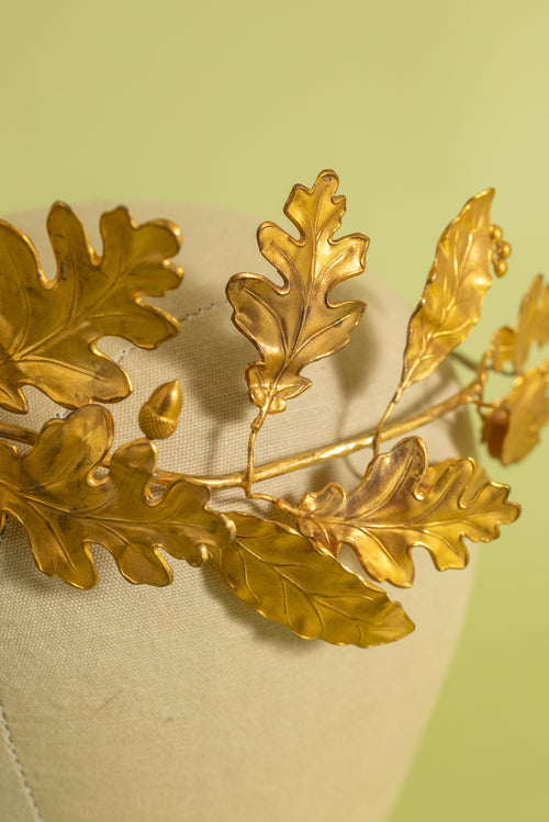 c1900 French Brass Oak Leaf Crown