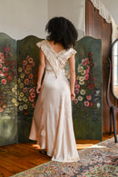Demetra's Trained Silk + Lace Bow Appliqué Gown [xs/sm]