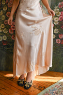 Demetra's Trained Silk + Lace Bow Appliqué Gown [xs/sm]