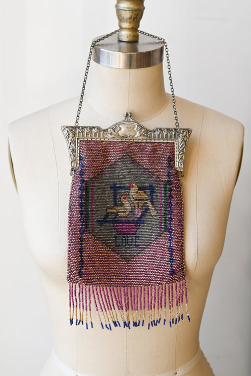 Edwardian Hand Beaded Love Purse