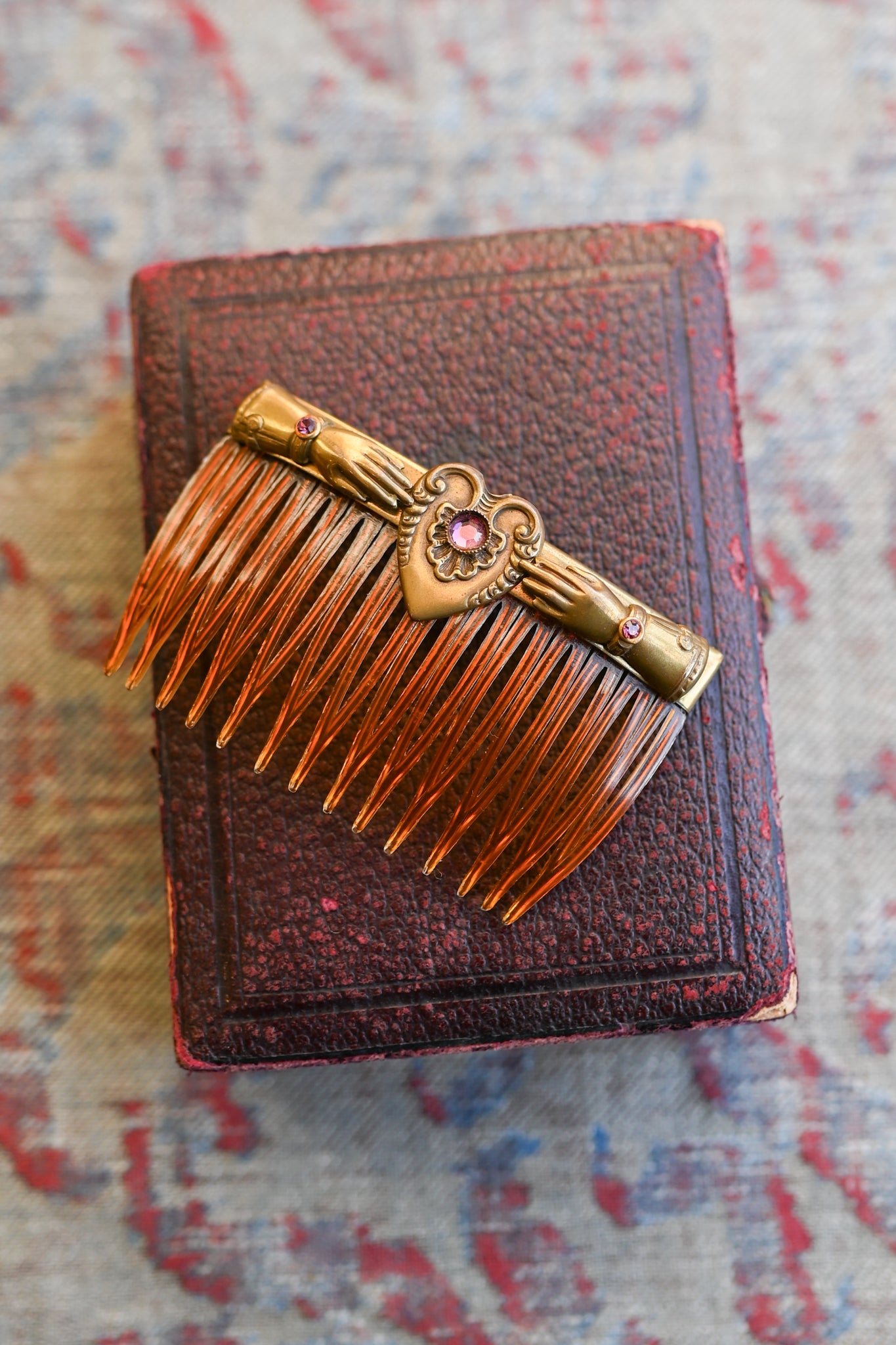 1940s Victorian Revival Heart In Hand Combs Set