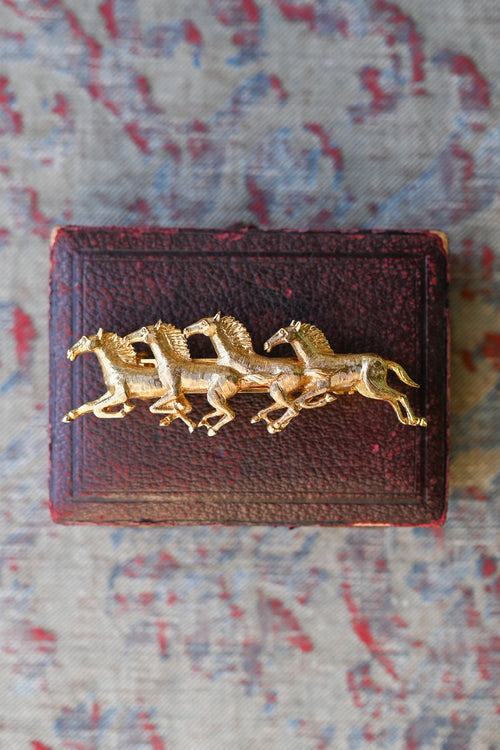 Vintage French Brass Horses Barrette