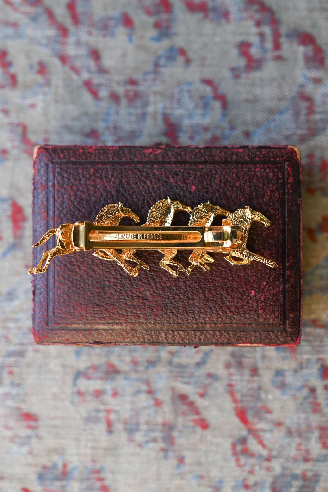 Vintage French Brass Horses Barrette