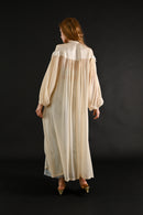 1940s Ivory Silk Chiffon Floral Appliqué Peignoir [xs/sm/med]