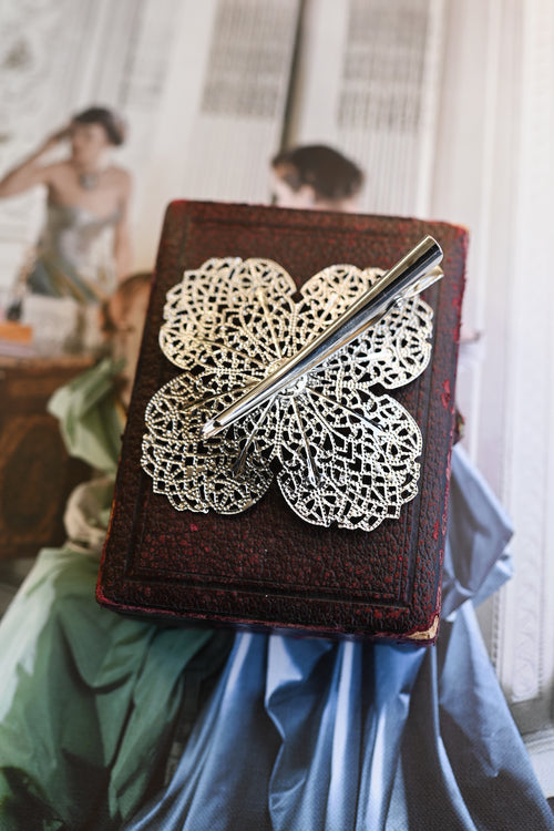 Midcentury Rhinestone Filigree Barrette