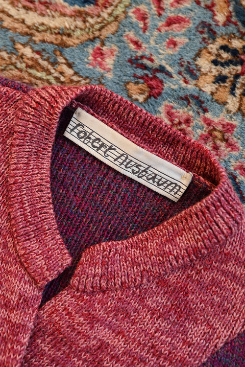 1970s Handknit Wool Colorblock Duster [sm/med/lrg]