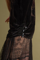 1920s Gallenga Metallic Rose Stencilled Velvet Blouse [xs/sm/med]