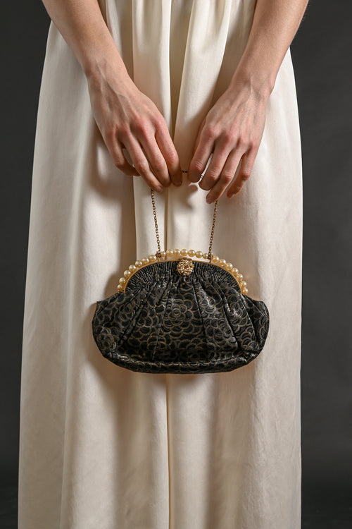 1930s Silk Lamé + Pearl Purse