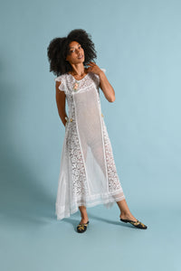 1920s Mesh + Lace Rosette Dress [xs/sm]