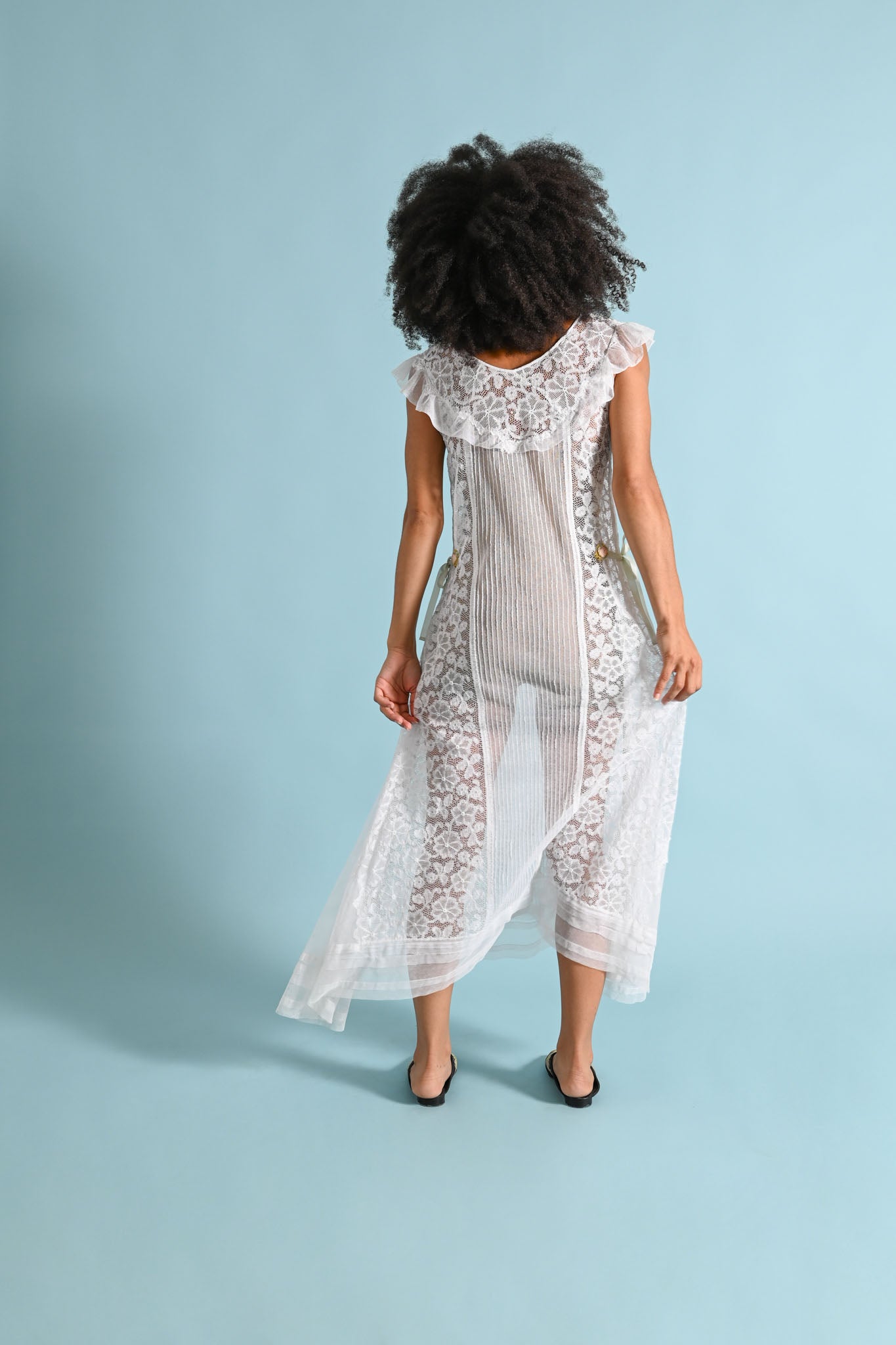 1920s Mesh + Lace Rosette Dress [xs/sm]