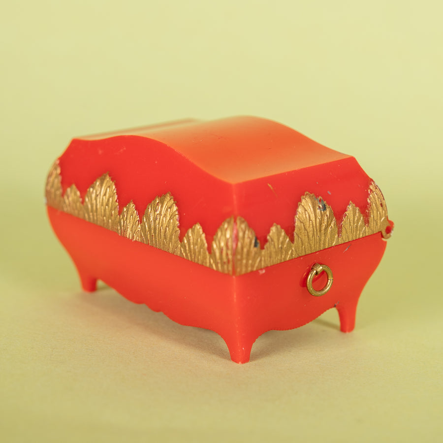 Novelty Celluloid Treasure Chest Double Ring Box