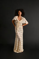 1930s Silk Lace Gown + Cape Bridal Ensemble [xs/sm/med]