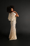 1930s Silk Lace Gown + Cape Bridal Ensemble [xs/sm/med]