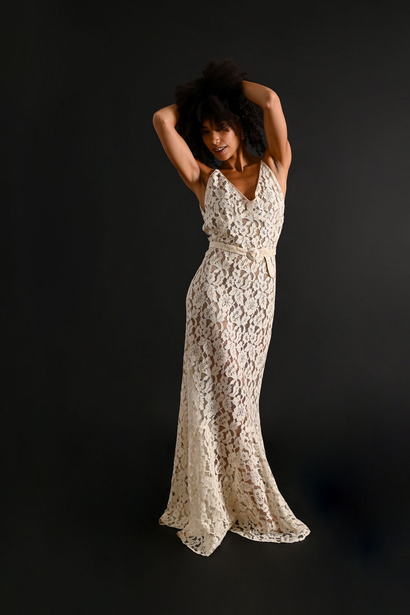 1930s Ivory Lace Gown and Trained Jacket Bridal Ensemble [xs/sm]